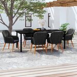 vidaXL Ensemble à manger de jardin avec coussins 7 Pièces Noir