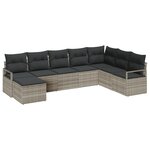 Ensemble de canapé de jardin vidaXL 8 pièces avec coussins gris clair en poly rotin
