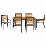 vidaXL Ensemble de salle à manger pour jardin 7 Pièces Noir et Marron