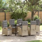vidaXL Ensemble de salle à manger pour jardin 7 Pièces Beige polyrotin