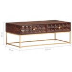 Vidaxl table basse 112x50x40 cm bois de manguier massif