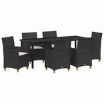 vidaXL Ensemble de salle à manger pour jardin 7 pc Noir polyrotin