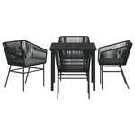 vidaXL Ensemble de Salle à Manger de Jardin 5 Pièces avec Coussins en Poly Rattan Noir