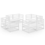 vidaXL Salon de jardin 8 Pièces Blanc Bois de pin massif