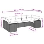vidaXL Salon de jardin avec coussins 7 Pièces gris clair résine tressée