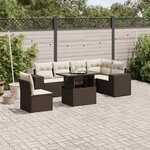 vidaXL Salon de jardin avec coussins 7 Pièces marron résine tressée