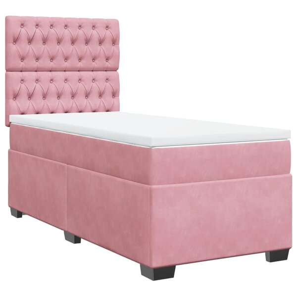 vidaXL Sommier à lattes de lit avec matelas Rose 90x200 cm Velours