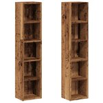 vidaXL Armoires à CD 2 Pièces vieux bois 21x16x93 5 cm bois d'ingénierie