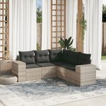 vidaXL Salon de jardin 5 Pièces avec coussins gris clair résine tressée