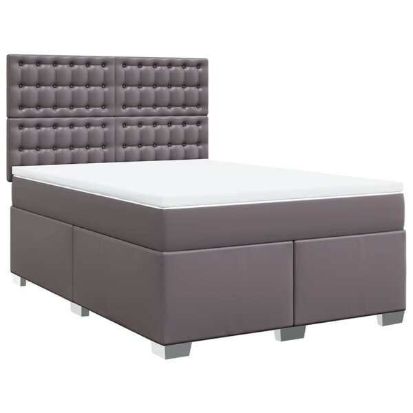 vidaXL Sommier à lattes de lit avec matelas Gris 140x200 cm Similicuir