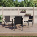 vidaXL Ensemble à manger de jardin 5 Pièces noir textilène et acier