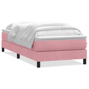 vidaXL Sommier à lattes de lit avec matelas rose 90x210 cm velours