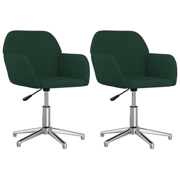 vidaXL Chaises pivotantes à manger lot de 2 vert foncé tissu
