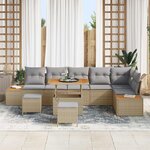 vidaXL Ensemble de canapé de jardin 9 Pièces Beige et Gris clair
