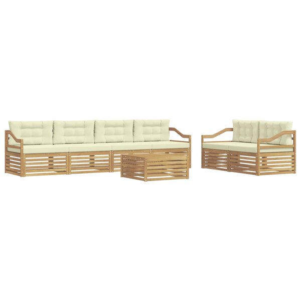 vidaXL Ensemble de canapés d'extérieur 7 pc Blanc et crème Polyester