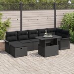 vidaXL Ensemble de canapé de jardin 8 pièces avec coussins en poly rotin noir