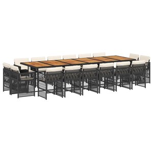 vidaXL Ensemble à manger de jardin 17 Pièces coussins noir résine tressée