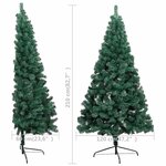 vidaXL Demi-arbre de Noël artificiel pré-éclairé et boules vert 210 cm