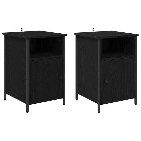 vidaXL Cabinet de chevet 2 Pièces Chêne noir 40 x 42 x 60 cm