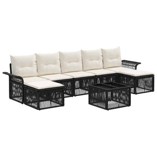 vidaXL Ensemble de canapé de jardin 8 Pièces Noir polyrotin