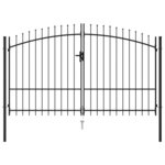 vidaXL Portillon double porte avec dessus à pointe Acier 3x1 75 m Noir
