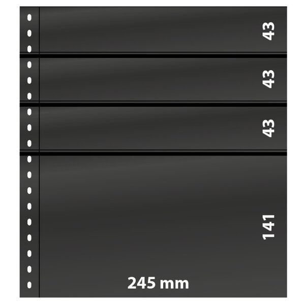 Feuilles de classement Omnia Lindner à 4 bandes pour timbres  blocs  enveloppes. Fond - Noir