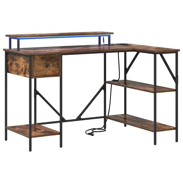 vidaXL Bureau Chêne fumé 120 x 79 x 86.5 cm Bois d'ingénierie