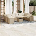 vidaXL Salon de jardin 11 Pièces avec coussins beige résine tressée