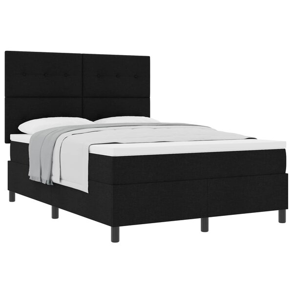 vidaXL Lit à ressorts avec matelas Noir 140 x 200 cm tissu