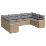 vidaXL Salon de jardin avec coussins 9 Pièces beige résine tressée