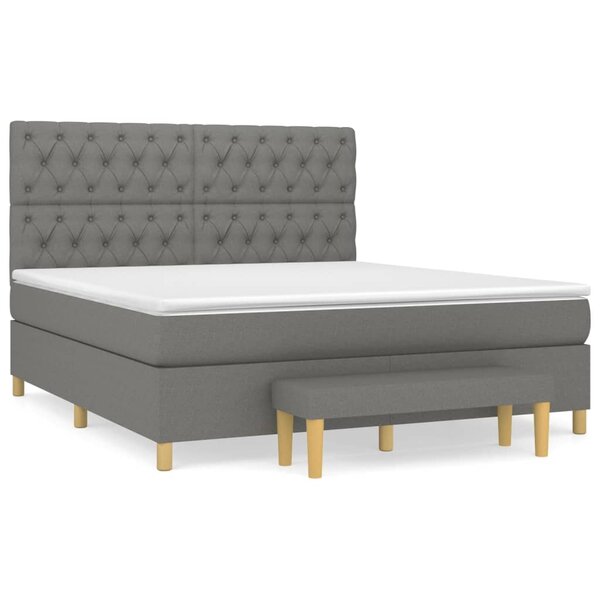 vidaXL Sommier à lattes de lit avec matelas Gris foncé 160x200cm Tissu