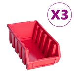 vidaXL Kit de bacs de stockage et panneaux muraux 34 Pièces Rouge et noir