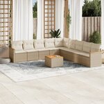 vidaXL Salon de jardin avec coussins 10 Pièces beige résine tressée