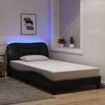 vidaXL Cadre de lit avec LED sans matelas Hvar noir 100x200 cm tissu