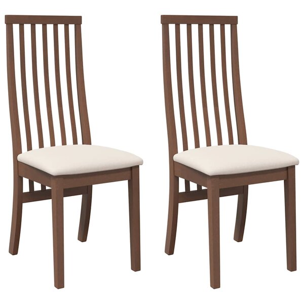 vidaXL Chaises à manger coussins 2 Pièces marron bois massif caoutchouc