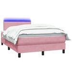 vidaXL Sommier à lattes de lit avec matelas et LED rose 120x210 cm velours
