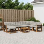 vidaXL Ensemble de canapés d'extérieur 9 pc Naturel et Gris clair