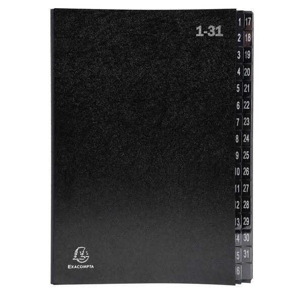Trieur rigide Ordonator économique 32 compartiments numériques 24 x 32 Noir EXACOMPTA