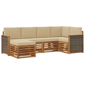 vidaXL Ensemble de canapé d'angle avec coussin 5 Pièces Naturel