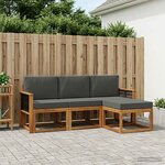 vidaXL Ensemble de canapés d'extérieur 4 Pièces Naturel et Anthracite
