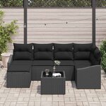 vidaXL Ensemble de canapé de jardin 7 Pièces Noir Poly rotin