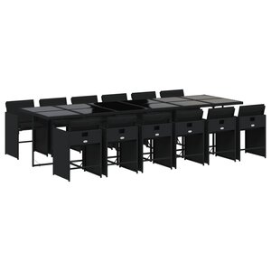 vidaXL Ensemble à manger de jardin 13 Pièces coussins noir résine tressée