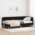 vidaXL Cadre de lit d'angle avec matelas Noir 100 x 200 cm tissu