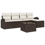 vidaXL Ensemble de canapé de jardin 6 Pièces Marron Poly rotin