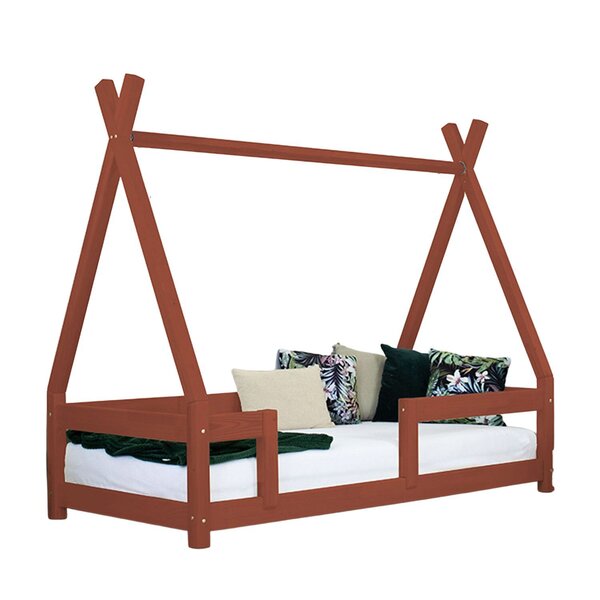 Lit cabane enfant NAKANA 80 x 160 rouge brique