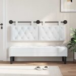 vidaXL Tête de lit suspendue Avec lumière LED Blanc Tissu