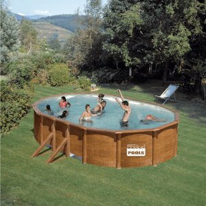 Piscine ronde 3mx1.20 décoré bois avec renforts