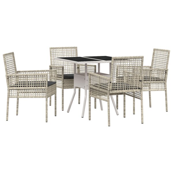 vidaXL Ensemble repas jardin 5 pièces gris clair poly rotin