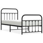 vidaXL Cadre de lit métal sans matelas avec pied de lit noir 90x200 cm