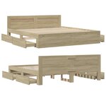 vidaXL Cadre de lit tête de lit sans matelas chêne sonoma 180x200 cm